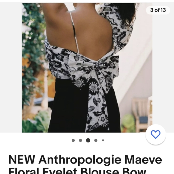 Anthropologie Maeve Floral  Black and White Eyelet Crop Top - Picture 7 of 14